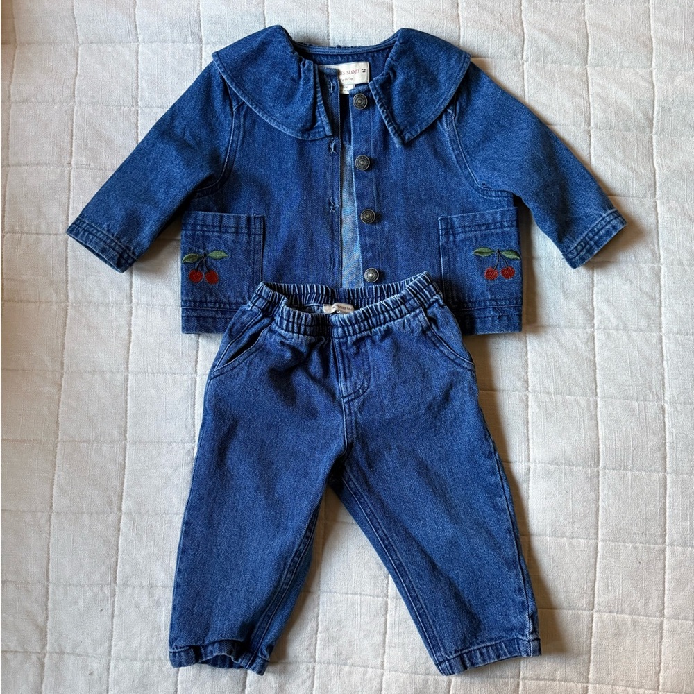 Like New! Konges Sløjd Magot Denim Top & Pant Set • 12 Months